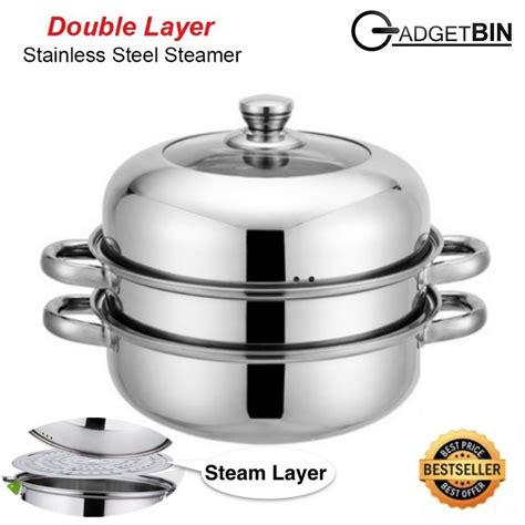 Gadgetbin Cm Layers Hot Pot Steamer Soup Stainless Steel Cookware Steam Pot Layer Kukus