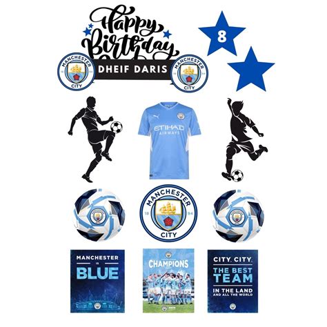 Manchester City Man City Football Custom Topper Birthday Cake Shopee