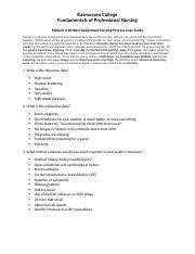 Module 04 Nursing Process Case Study Daniel Template 2 Docx