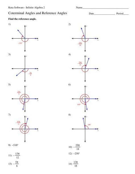 Coterminal Angles And Reference Angles Worksheets Library