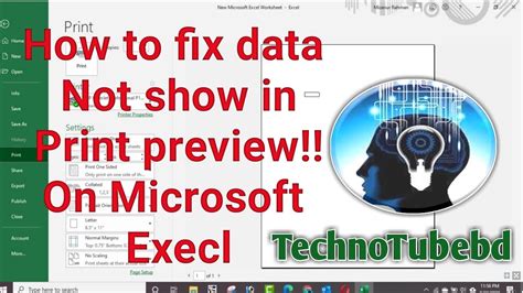 How To Fix Excel Data Not Show In Print Preview On Excel 2016 Youtube