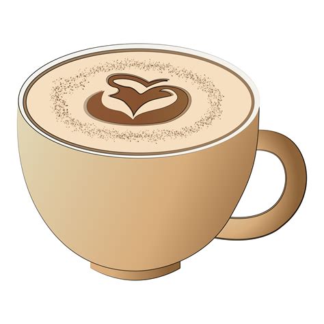 Latte Art On Coffee Cup Isolated Cartoon Design On Transparent