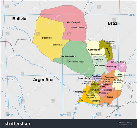 Paraguay Political Map Shutterstock