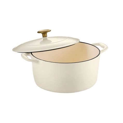 Tramontina Gourmet 5 5 Qt Round Enameled Cast Iron Dutch Oven In Latte With Lid 80131 085ds