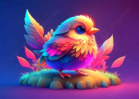 3d Isomatric Bird With Colorful Design Background Bird Isometric Bird