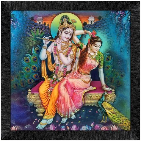 Black Synthetic Wood Beautiful Radha Krishna Love Modern Art Wall