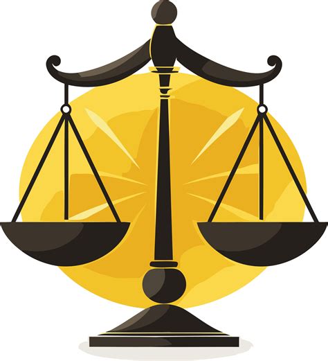 A Flat Stylized Illustration Of A Scales Of Justice With A Yellow