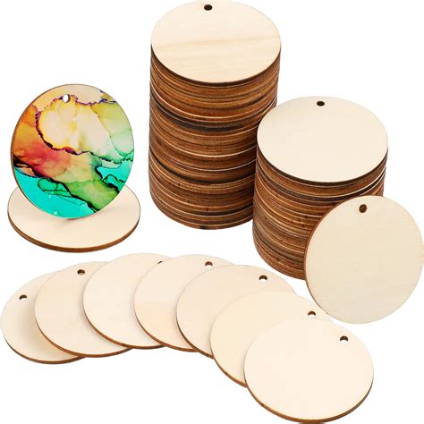 Amazon Pieces Unfinished Round Wooden Circles With Holes Round