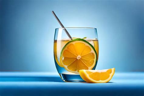 Premium Photo A Glass Of Water With Lemon Slices And A Lemon On A