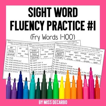 Sight Word Fluency Practice 1 Fry Words 1 100 For Distance Learning