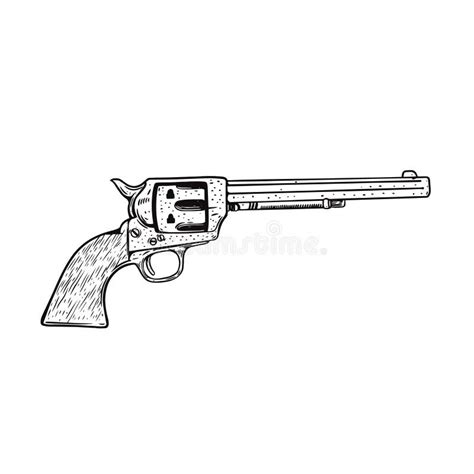 Gun Drawing. Black Color Outline Style. Vector Illustration. Stock ...