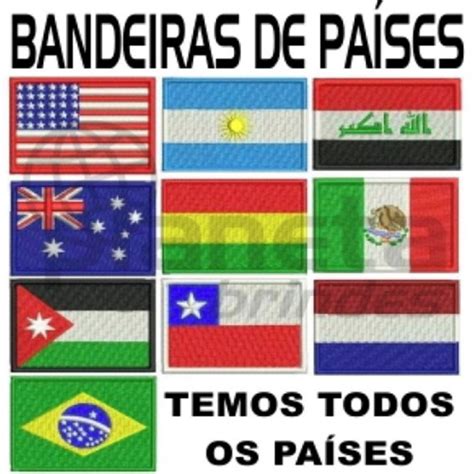 Kit c 27 Bandeira Nome Bordada 4x3cm Estados Países Patch