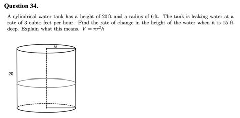 Solved Question A Cylindrical Water Tank Has A Height Of Chegg