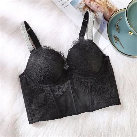 2021 Lingerie Sexy Lace Rhinestone Letters Bra Women Underwear Push Up