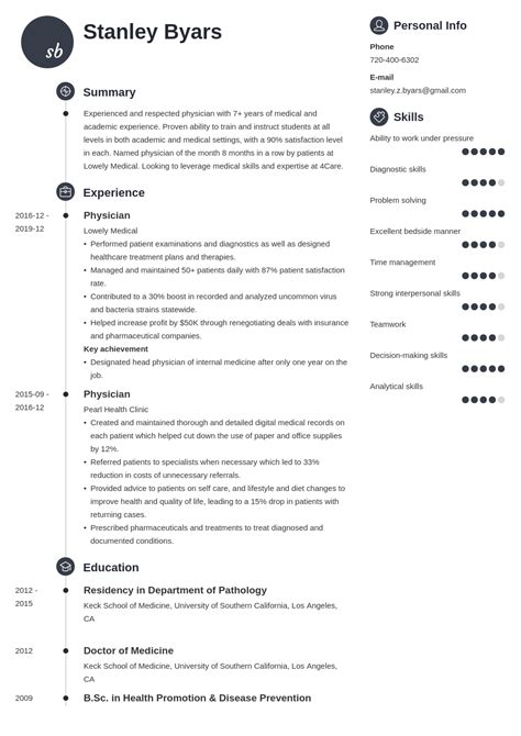 Physician Cv Example And Writing Guide For Physicians