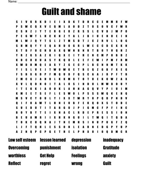 Guilt And Shame Word Search Wordmint