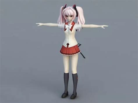 Cute Anime School Girl Free 3d Model Obj Open3dmodel