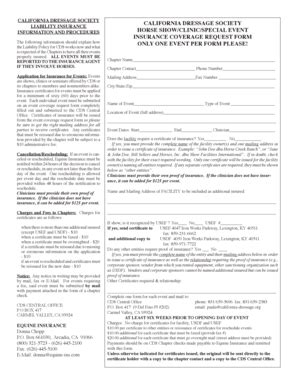 Fillable Online California Dressage 07INSURANCE FORM Indd California