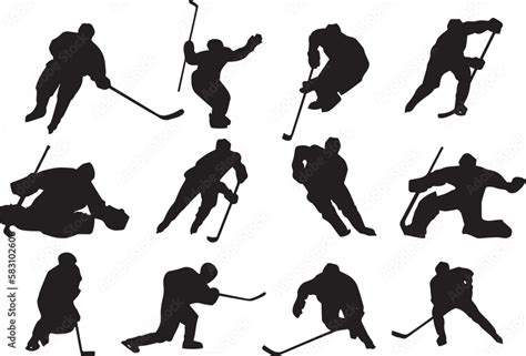 Ice Hockey Icons With Caption Hockey Vector Image Hockey Players Vector Image Ice Hockey