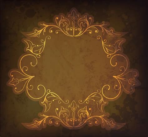 Grunge Gold Floral Frame Stock Vector By Designious 11370941