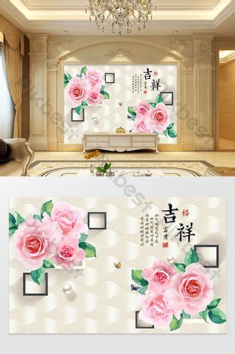 Fashion Romantic 3d Three Dimensional Rose Flower Background Wall