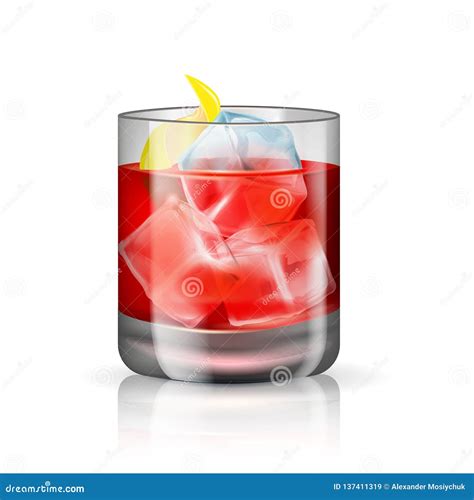 Old Fashioned Alcoholic Cocktail Hand Drawn Vector Illustration