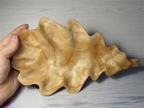 Oak Leaf Wood Leaf Bowl Hand Carved Bowl Natural Radiance Etsy