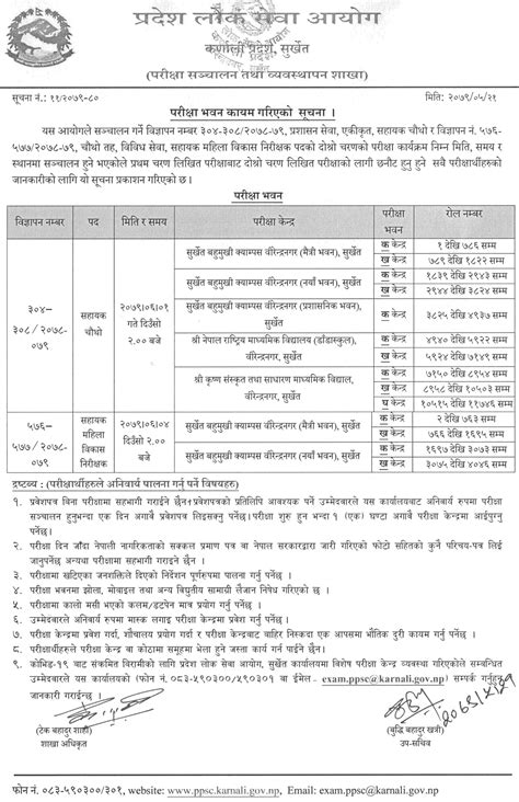 Karnali Pradesh Lok Sewa Aayog Second Phase Exam Center Of 4th Level