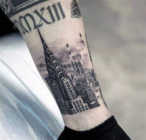 60 New York Skyline Tattoo Designs For Men - Big Apple Ink Ideas