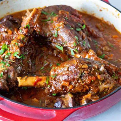 Braised Lamb Shanks With Red Wine Stovetop Tender Flavorful Veena