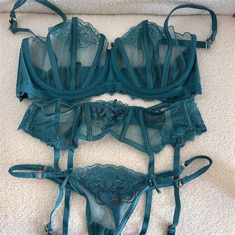 Honey Birdette Lingerie Set In Blue Bra E Garter Depop