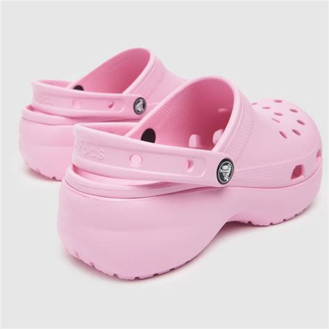 Womens Pale Pink Crocs Classic Platform Sandals Schuh