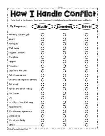 Conflict Resolution Scenarios Worksheets