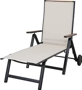 Grand Patio Sunlounger With Wheels Portable Adjustable Position