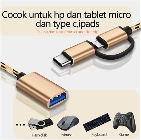 OTG 2 IN 1 Kabel Type C Micro USB To USB Female 3 0 Adapter OTG