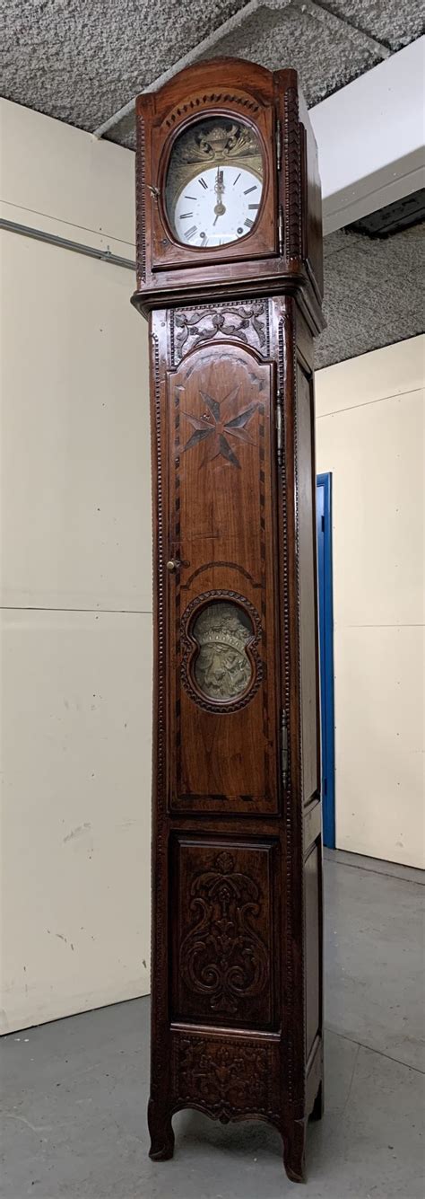 Price Dropantique French Tall Case Walnut Grandfather Clock Carved With