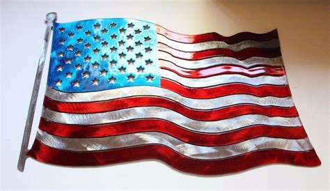 Patriotic Colored American Flag - Metal Wall Art - 18" x 12.5 ...