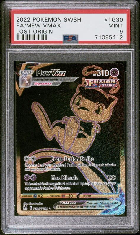 2022 Pokemon Lost Origin Mew Vmax Full Art Tg30 Psa 9 Values Mavin