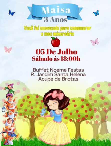 Branca De Neve Convite Digital Elo Produtos Especiais