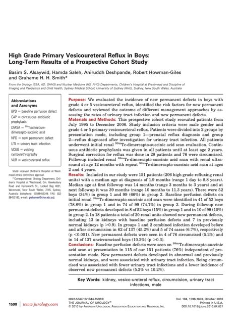 High Grade Primary Vesicoureteral Reflux In Boys Childrens Urology