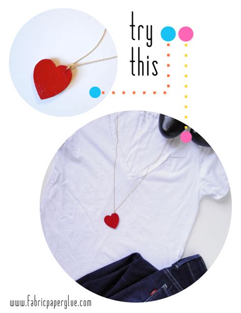 Fabric Paper Glue Diy Simple Heart Necklace Tutorial Paper Glue