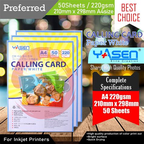 Yasen Calling Card Paper White Gsm Gsm A Matte Shopee Philippines