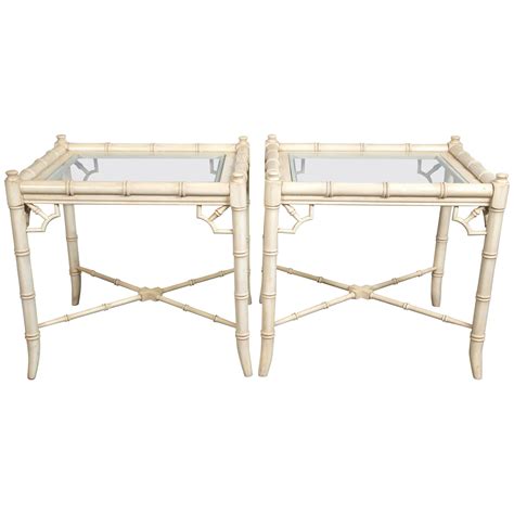 Drexel Heritage Grand Tour Faux Bamboo Side Tables Pair At Stdibs