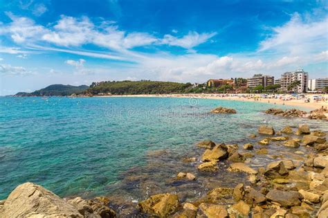 Beaches in Lloret de Mar stock image. Image of lloret - 186593637