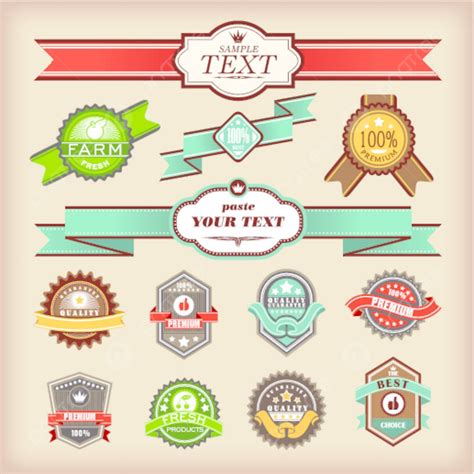 Conjunto De Etiquetas Vintage Icono Decorativo Vintage Vector Png