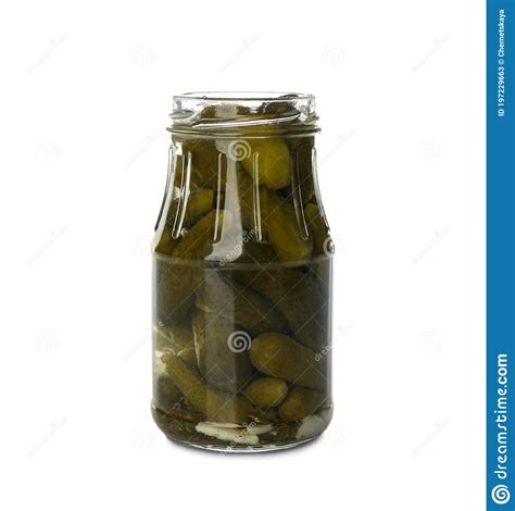 Jar Of Pickled Cucumbers Isolated On White Stock Image Image Of