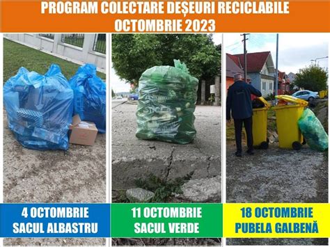 BISTRIȚA Programul de colectare a deșeurilor reciclabile în luna OCTOMBRIE