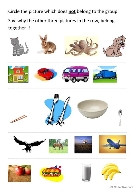 Odd One Out Pictures Simple Pictu English Esl Worksheets Pdf Doc