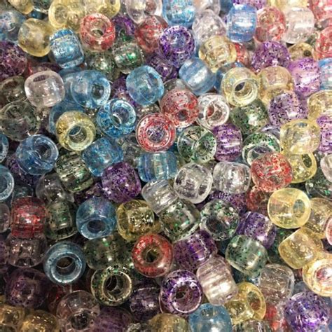 Multi Glitter Transparent Mix 9mm Pony Beads Dummy Clips Pram Charms