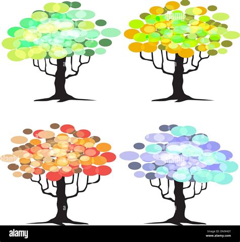 Four Seasons Tree Cut Out Stock Images Pictures Alamy